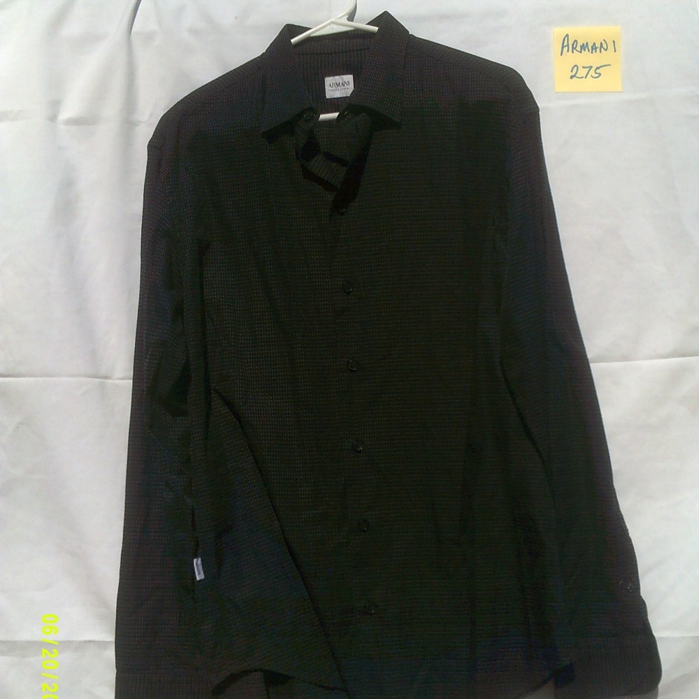 ARMANI COLLEZIONI  MEN'S BLACK DRESS SHIRT